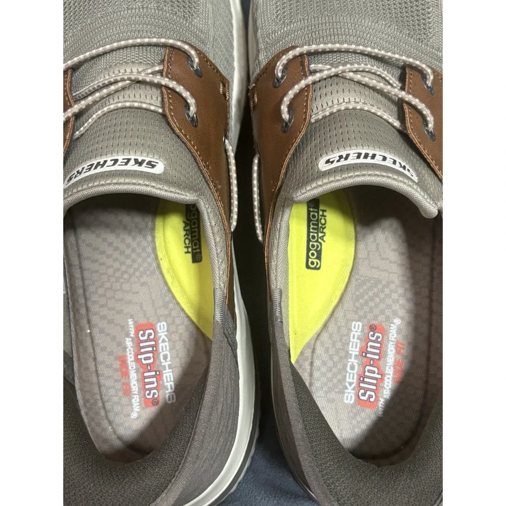 SKETCHERS Delson 3.0  Men's 14 Wide Fit Roth Slip in Taupe Brown Shoes Comfort